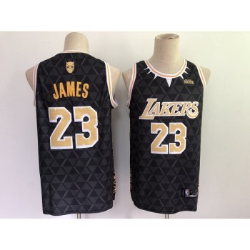 Men's Los Angeles Lakers #23 LeBron James Black Panther Limiter Stitched NBA Jersey Men's Los Angeles Lakers #23 LeBron James Black Panther Limiter Stitched NBA Jersey