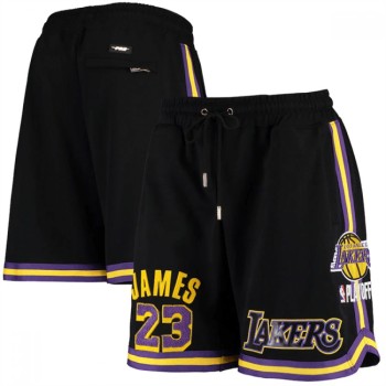 Men's Los Angeles Lakers #23 LeBron James Black Shorts Men's Los Angeles Lakers #23 LeBron James Black Shorts
