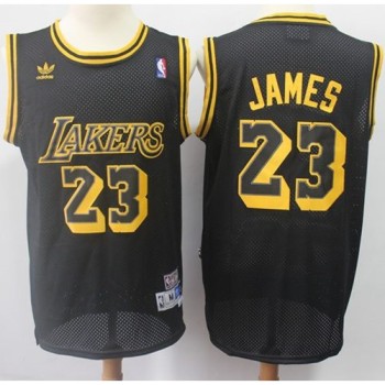 Men's Los Angeles Lakers #23 LeBron James Black Throwback Stitched NBA Jersey Men's Los Angeles Lakers #23 LeBron James Black Throwback Stitched NBA Jersey