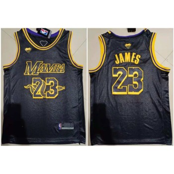 Men's Los Angeles Lakers #23 LeBron James Black 'Mamba'Stitched Jersey Men's Los Angeles Lakers #23 LeBron James Black 'Mamba'Stitched Jersey