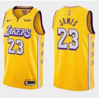 Men's Los Angeles Lakers #23 LeBron James Gold Stitched Jersey Men's Los Angeles Lakers #23 LeBron James Gold Stitched Jersey