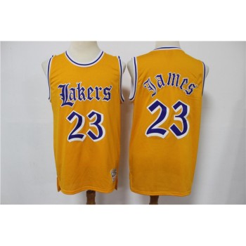 Men's Los Angeles Lakers #23 LeBron James Old English Faded Stitched Jersey Men's Los Angeles Lakers #23 LeBron James Old English Faded Stitched Jersey