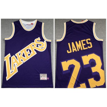 Men's Los Angeles Lakers #23 LeBron James Purple Big Face Stitched Jersey Men's Los Angeles Lakers #23 LeBron James Purple Big Face Stitched Jersey