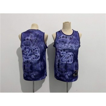 Men's Los Angeles Lakers #23 LeBron James Purple Stitched Basketball Jersey Men's Los Angeles Lakers #23 LeBron James Purple Stitched Basketball Jersey