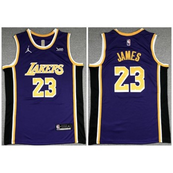 Men's Los Angeles Lakers #23 LeBron James Purple Stitched Jersey Men's Los Angeles Lakers #23 LeBron James Purple Stitched Jersey