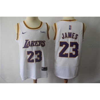 Men's Los Angeles Lakers #23 LeBron James White Authentic Stitched Jersey