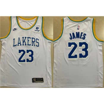 Men's Los Angeles Lakers #23 LeBron James White Stitched Basketball Jersey Men's Los Angeles Lakers #23 LeBron James White Stitched Basketball Jersey