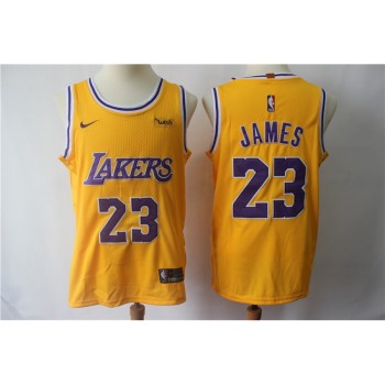 Men's Los Angeles Lakers #23 LeBron James Yellow Authentic Stitched Jersey Men's Los Angeles Lakers #23 LeBron James Yellow Authentic Stitched Jersey