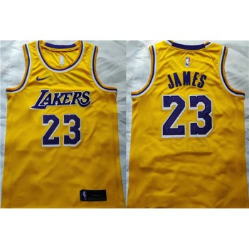 Men's Los Angeles Lakers #23 LeBron James Yellow Stitched Basketball Jersey Men's Los Angeles Lakers #23 LeBron James Yellow Stitched Basketball Jersey