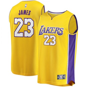 Men's Los Angeles Lakers #23 LeBron James Yellow Stitched NBA Jersey Men's Los Angeles Lakers #23 LeBron James Yellow Stitched NBA Jersey