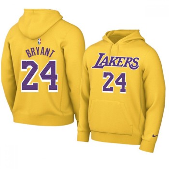 Men's Los Angeles Lakers #24 Kobe Bryant 2021 Yellow Pullover Hoodie Men's Los Angeles Lakers #24 Kobe Bryant 2021 Yellow Pullover Hoodie