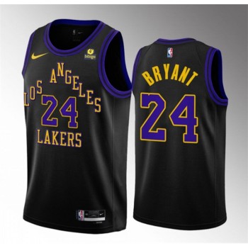 Men's Los Angeles Lakers #24 Kobe Bryant Black 2023-24 City Edition Stitched Basketball Jersey Men's Los Angeles Lakers #24 Kobe Bryant Black 2023-24 City Edition Stitched Basketball Jersey