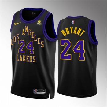 Men's Los Angeles Lakers #24 Kobe Bryant Black 2023/24 City Edition Stitched Basketball Jersey Men's Los Angeles Lakers #24 Kobe Bryant Black 2023/24 City Edition Stitched Basketball Jersey