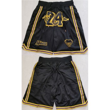 Men's Los Angeles Lakers #24 Kobe Bryant Black Shorts (Run Small) Men's Los Angeles Lakers #24 Kobe Bryant Black Shorts (Run Small)
