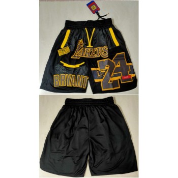 Men's Los Angeles Lakers #24 Kobe Bryant Black Shorts (Run Small) Men's Los Angeles Lakers #24 Kobe Bryant Black Shorts (Run Small)