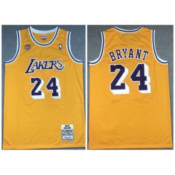 Men's Los Angeles Lakers #24 Kobe Bryant Gold 60th Season Throwback Stitched Jersey
