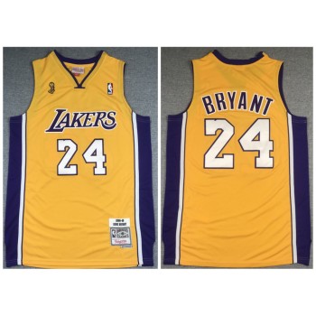 Men's Los Angeles Lakers #24 Kobe Bryant Gold NBA Final 2008-2009 Throwback Stitched Jersey