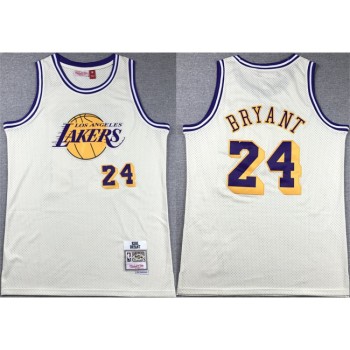 Men's Los Angeles Lakers #24 Kobe Bryant White Throwback basketball Jersey