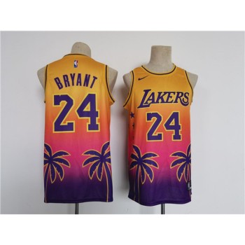 Men's Los Angeles Lakers #24 Kobe Bryant Yellow/Pink Throwback basketball Jersey Men's Los Angeles Lakers #24 Kobe Bryant Yellow/Pink Throwback basketball Jersey