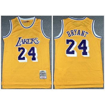 Men's Los Angeles Lakers #24 Kobe Bryant Yellow Throwback Stitched Jersey Men's Los Angeles Lakers #24 Kobe Bryant Yellow Throwback Stitched Jersey