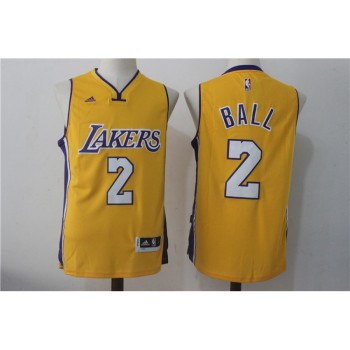 Men's Los Angeles Lakers #2 Ball Yellow Stitched NBA Jersey Men's Los Angeles Lakers #2 Ball Yellow Stitched NBA Jersey