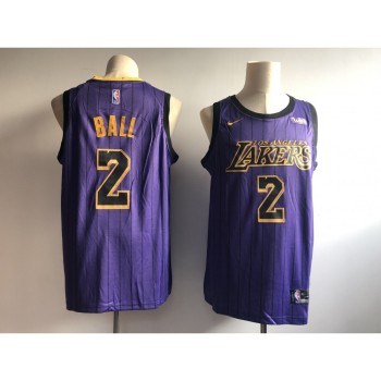 Men's Los Angeles Lakers #2 Lonzo Ball Purple 2018/19 City Edition Swingman Stitched NBA Jersey Men's Los Angeles Lakers #2 Lonzo Ball Purple 2018/19 City Edition Swingman Stitched NBA Jersey