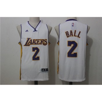Men's Los Angeles Lakers #2 Lonzo Ball White Stitched NBA Jersey Men's Los Angeles Lakers #2 Lonzo Ball White Stitched NBA Jersey