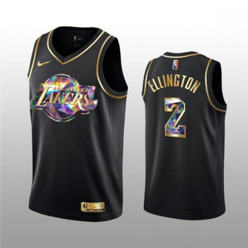 Men's Los Angeles Lakers #2 Wayne Ellington 2021/22 Black Golden Edition 75th Anniversary Diamond Logo Stitched Basketball Jersey Men's Los Angeles Lakers #2 Wayne Ellington 2021/22 Black Golden Edition 75th Anniversary Diamond Logo Stitched Basketball Jersey