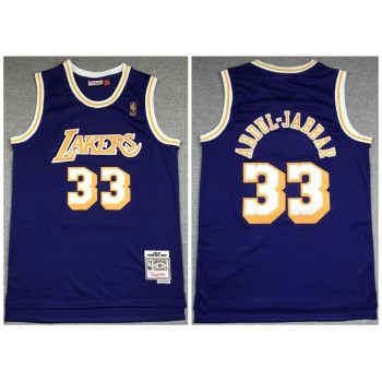 Men's Los Angeles Lakers #33 Kareem Abdul-Jabbar Purple 1994-95 Throwback Stitched Jersey