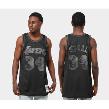 Men's Los Angeles Lakers #34 Shaquille O'Neal Black Stitched NBA Jersey Men's Los Angeles Lakers #34 Shaquille O'Neal Black Stitched NBA Jersey