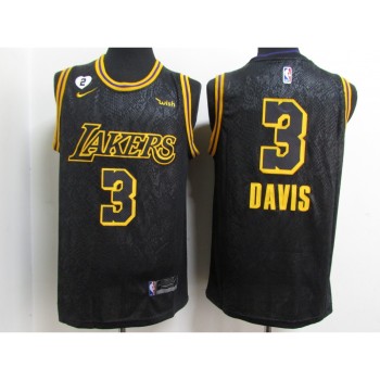 Men's Los Angeles Lakers #3 Anthony Davis 2020 Black City Edition With GiGi Patch Stitched Jersey Men's Los Angeles Lakers #3 Anthony Davis 2020 Black City Edition With GiGi Patch Stitched Jersey