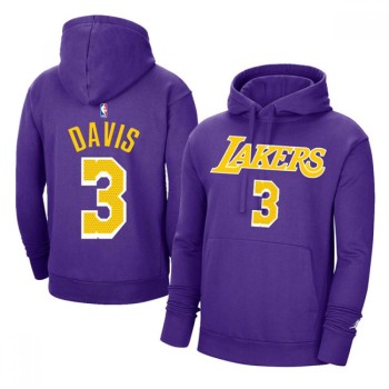 Men's Los Angeles Lakers #3 Anthony Davis 2021 Purple Pullover Hoodie Men's Los Angeles Lakers #3 Anthony Davis 2021 Purple Pullover Hoodie