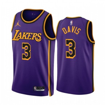 Men's Los Angeles Lakers #3 Anthony Davis 2022/23 Purple Statement Edition Stitched Basketball Jersey Men's Los Angeles Lakers #3 Anthony Davis 2022/23 Purple Statement Edition Stitched Basketball Jersey
