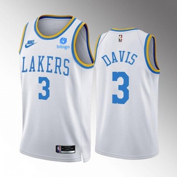 Men's Los Angeles Lakers #3 Anthony Davis 2022/23 White Classic Edition Stitched Basketball Jersey Men's Los Angeles Lakers #3 Anthony Davis 2022/23 White Classic Edition Stitched Basketball Jersey