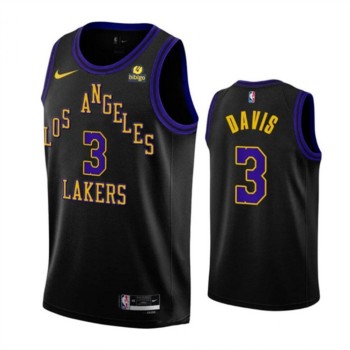 Men's Los Angeles Lakers #3 Anthony Davis Black 2023-24 City Edition Stitched Basketball Jersey Men's Los Angeles Lakers #3 Anthony Davis Black 2023-24 City Edition Stitched Basketball Jersey