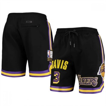 Men's Los Angeles Lakers #3 Anthony Davis Black Shorts Men's Los Angeles Lakers #3 Anthony Davis Black Shorts