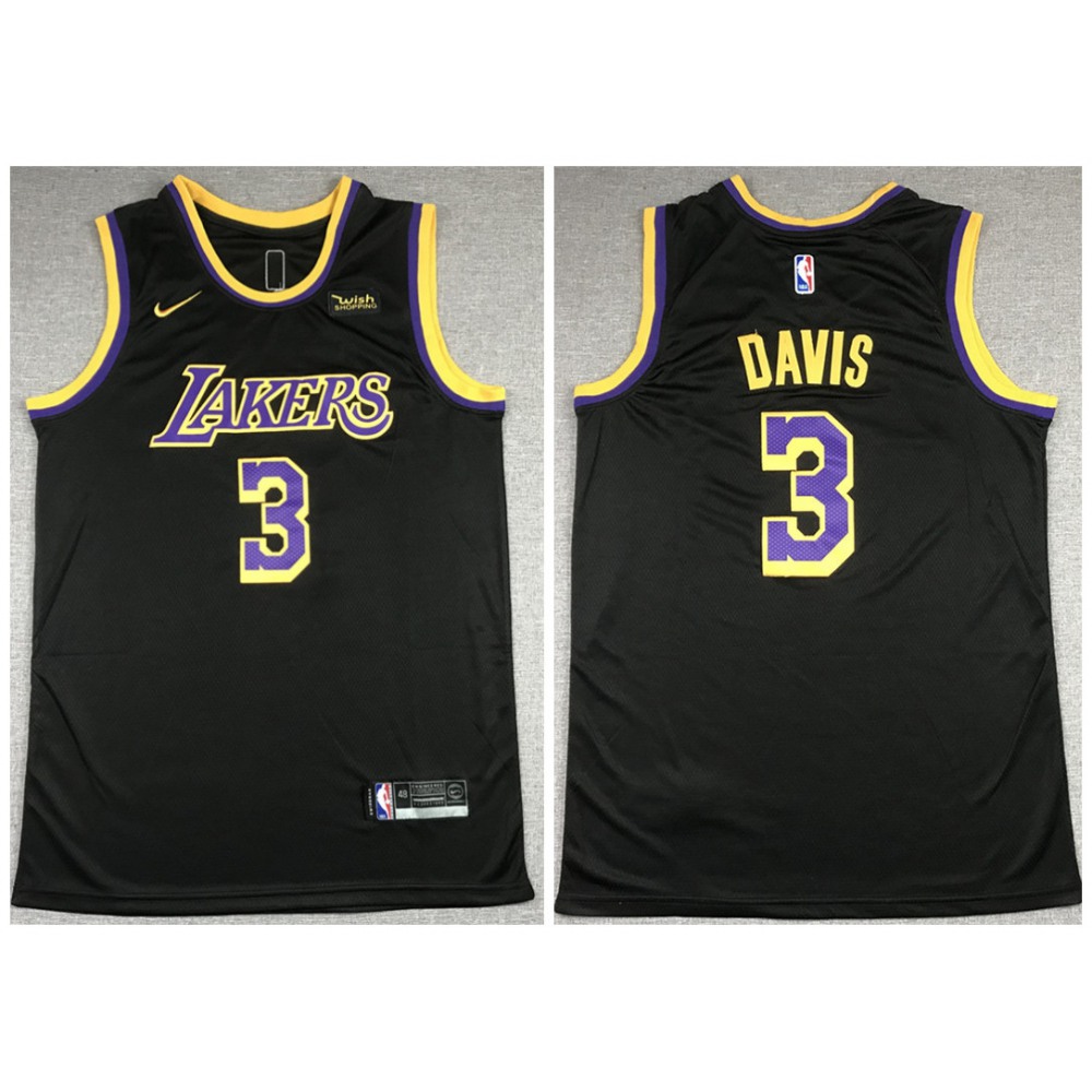 Men's Los Angeles Lakers #3 Anthony Davis Black Stitched NBA Jersey