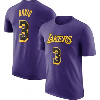 Men's Los Angeles Lakers #3 Anthony Davis Purple 2022/23 Statement Edition Name & Number T-Shirt Men's Los Angeles Lakers #3 Anthony Davis Purple 2022/23 Statement Edition Name & Number T-Shirt