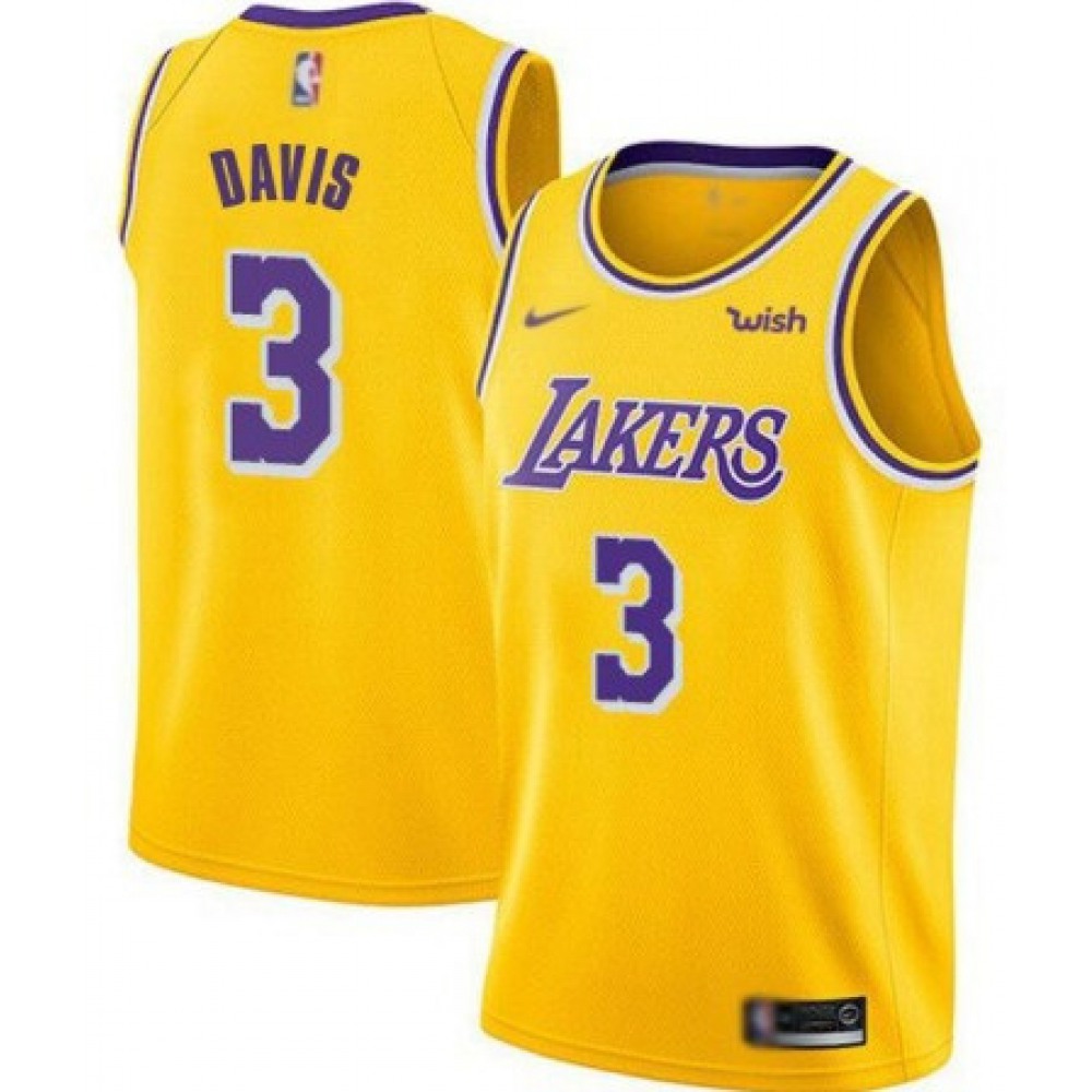 Men's Los Angeles Lakers #3 Anthony Davis Yellow Stitched NBA Jersey