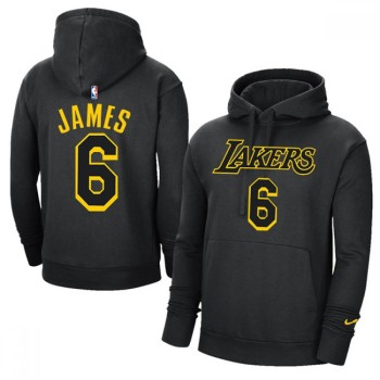Men's Los Angeles Lakers #6 LeBron James 2021 Black Pullover Hoodie Men's Los Angeles Lakers #6 LeBron James 2021 Black Pullover Hoodie