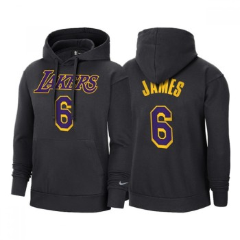 Men's Los Angeles Lakers #6 LeBron James 2021 Black Pullover Hoodie Men's Los Angeles Lakers #6 LeBron James 2021 Black Pullover Hoodie
