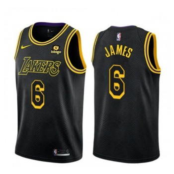 Men's Los Angeles Lakers #6 LeBron James Black 