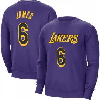 Men's Los Angeles Lakers #6 LeBron James Purple Long Sleeve T-Shirt Men's Los Angeles Lakers #6 LeBron James Purple Long Sleeve T-Shirt