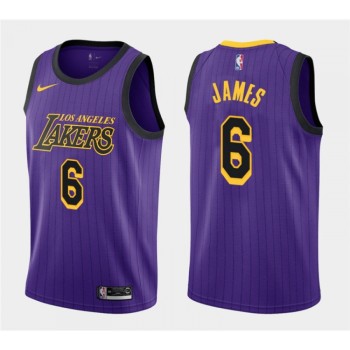 Men's Los Angeles Lakers #6 LeBron James Purple Stitched NBA Jersey