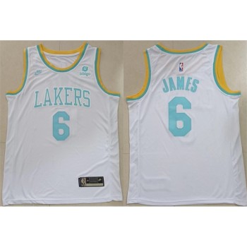 Men's Los Angeles Lakers #6 LeBron James White Stitched Basketball Jersey Men's Los Angeles Lakers #6 LeBron James White Stitched Basketball Jersey