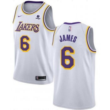 Men's Los Angeles Lakers #6 LeBron James White Stitched Basketball Jersey Men's Los Angeles Lakers #6 LeBron James White Stitched Basketball Jersey