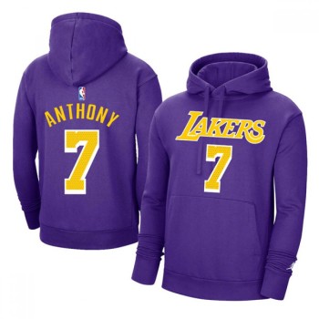Men's Los Angeles Lakers #7 Carmelo Anthony 2021 Purple Pullover Hoodie Men's Los Angeles Lakers #7 Carmelo Anthony 2021 Purple Pullover Hoodie