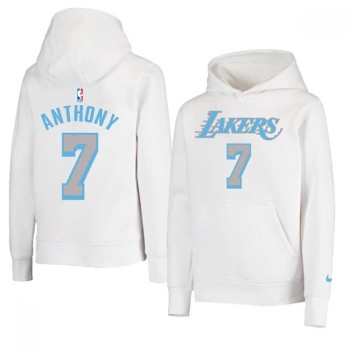 Men's Los Angeles Lakers #7 Carmelo Anthony 2021 White Pullover Hoodie Men's Los Angeles Lakers #7 Carmelo Anthony 2021 White Pullover Hoodie