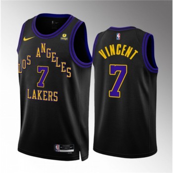 Men's Los Angeles Lakers #7 Gabe Vincent Black 2023/24 City Edition Stitched Basketball Jersey Men's Los Angeles Lakers #7 Gabe Vincent Black 2023/24 City Edition Stitched Basketball Jersey