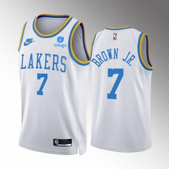 Men's Los Angeles Lakers #7 Troy Brown Jr. 2022/23 White Classic Edition Stitched Basketball Jersey Men's Los Angeles Lakers #7 Troy Brown Jr. 2022/23 White Classic Edition Stitched Basketball Jersey